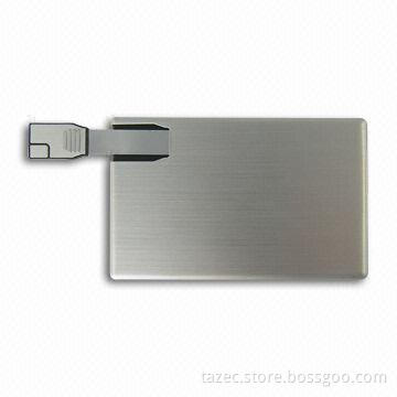 Aluminum Card-shaped USB Flash Drive with Write Protection Switch, Supports Plug-and-play Function